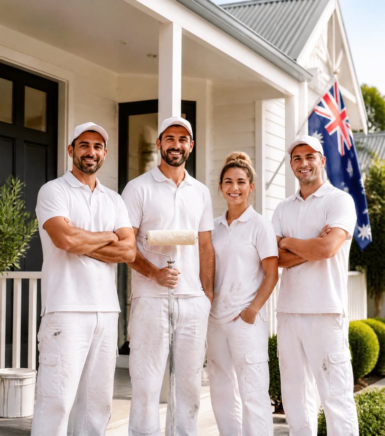 Painter working to schedule on a residential job